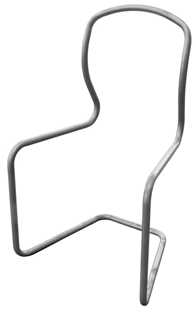 Moderner Stuhl aus gebogenem Metallrohr, minimalistischem Design, ideal für zeitgenössische Innenräume.